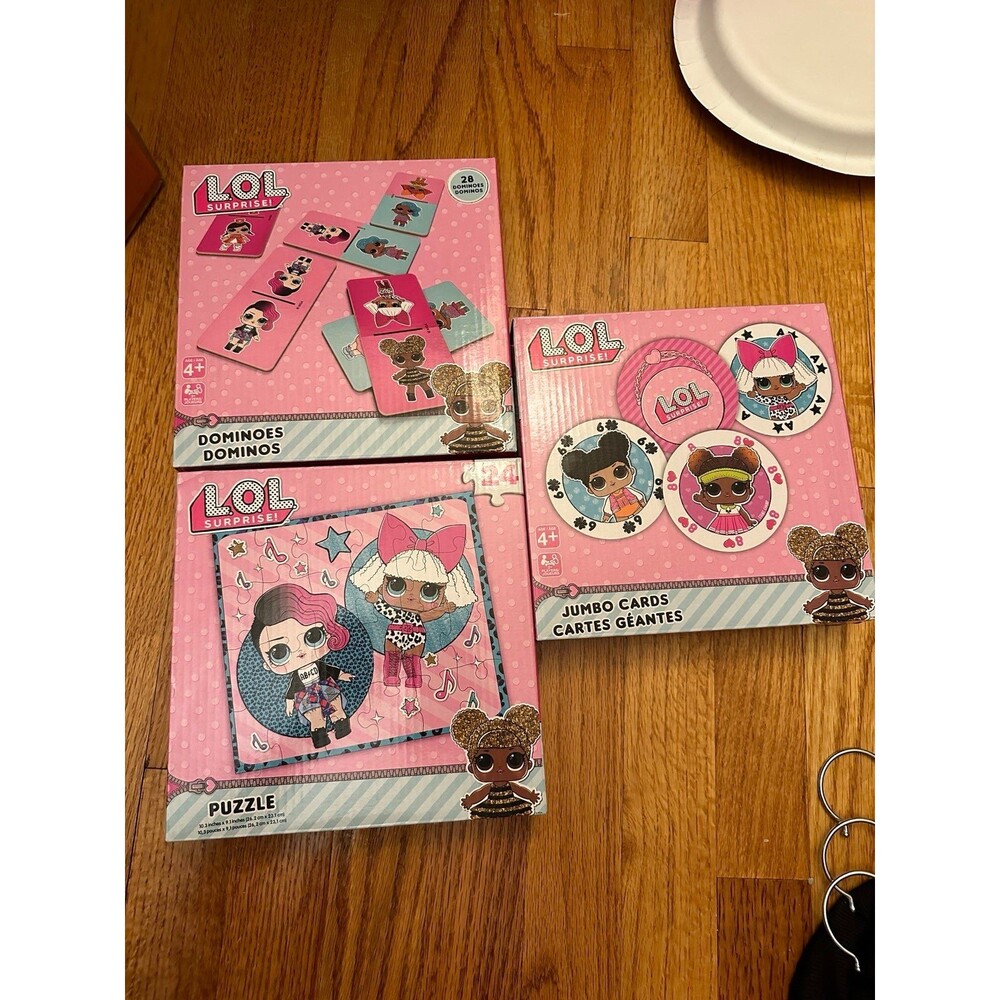 L.O.L Surprise - 3 Pack Bundle - Puzzle, Dominoes, and Jumbo Playing Cards